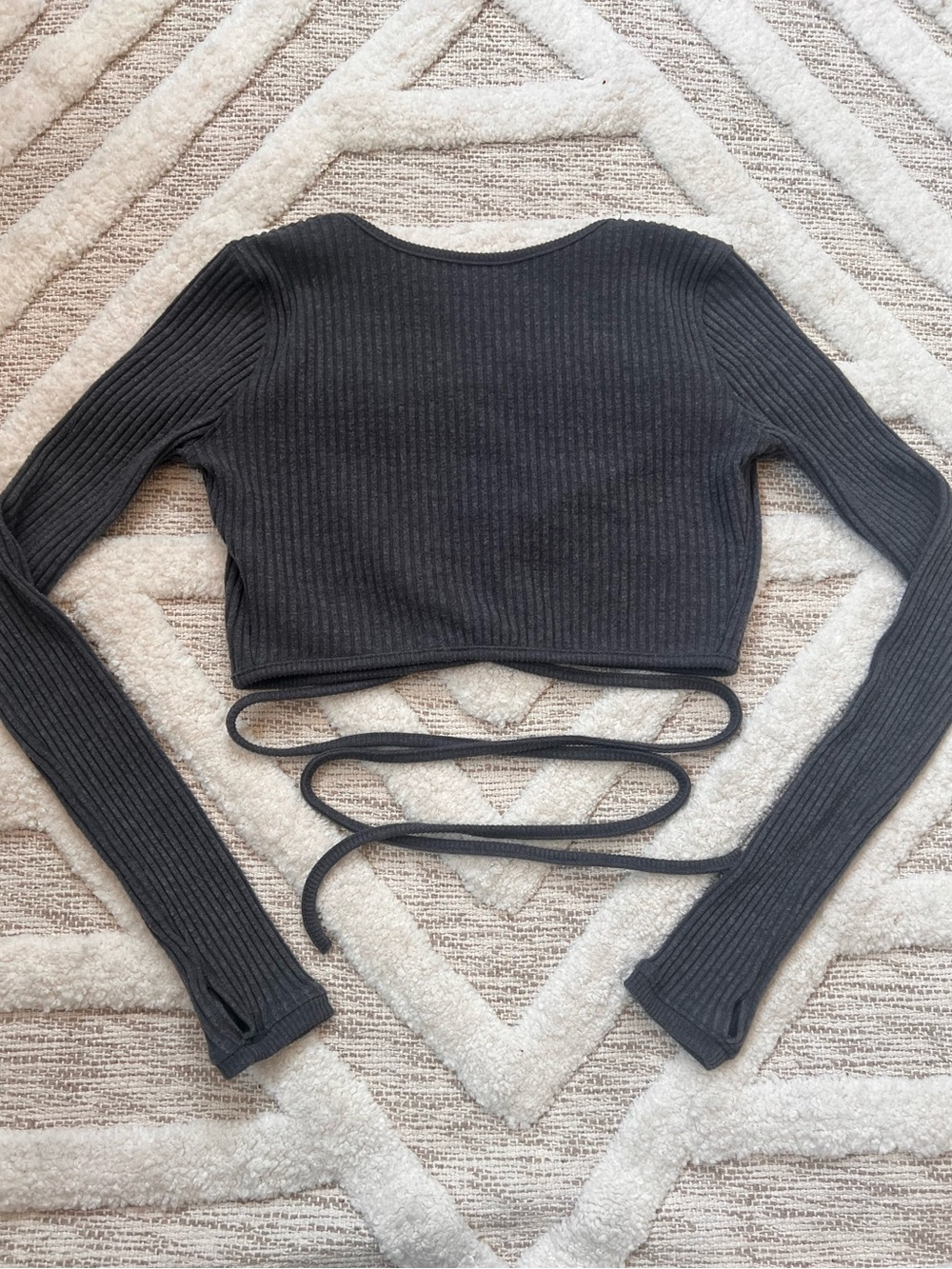 Joah Brown reversible luxe knit Top wrap cardigan Charcoal Grey S/M - Picture 7 of 13